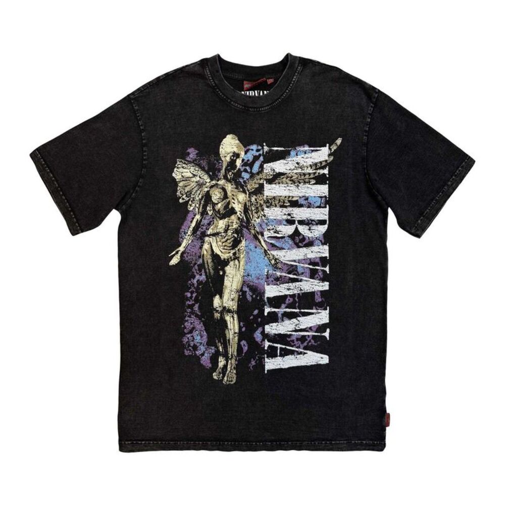 Nirvana Unisex Adult Unplugged In Utero Angel Washed T-Shirt / Black